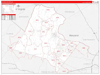 Loudoun County, VA RedLine style ZIP Code wall map