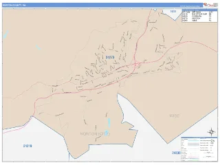 Norton County, VA ColorCast style ZIP Code wall map