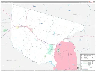 Nottoway County, VA Classic style ZIP Code wall map