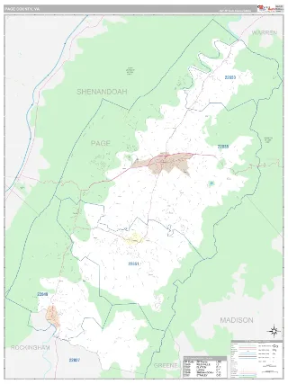 Page County, VA Classic style ZIP Code wall map
