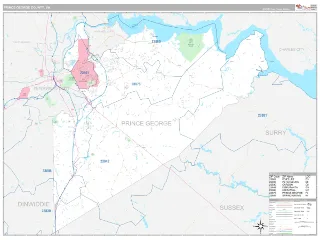 Prince George County, VA Classic style ZIP Code wall map