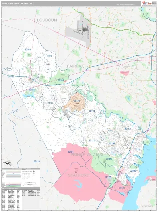 Prince William County, VA Classic style ZIP Code wall map