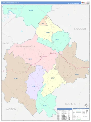 Rappahannock County, VA ColorCast style ZIP Code wall map