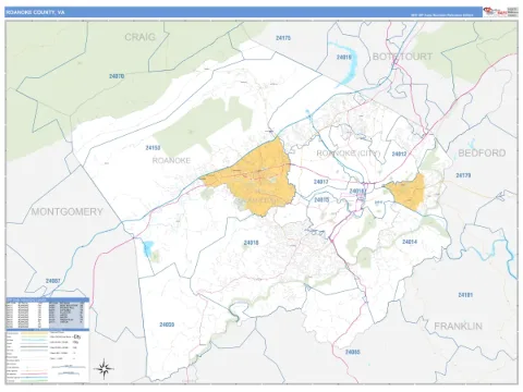 Roanoke County, VA map
