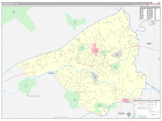 Salem County, VA Classic style ZIP Code wall map