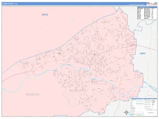 Salem County, VA ColorCast style ZIP Code wall map