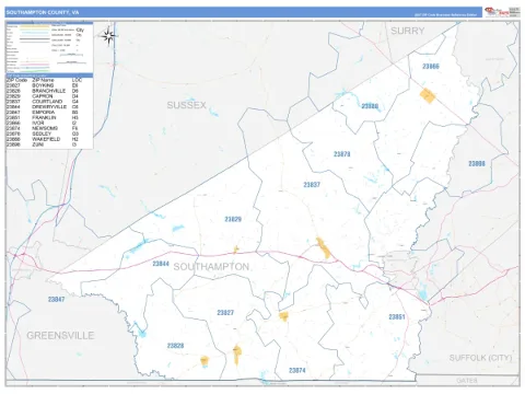 Southampton County, VA map
