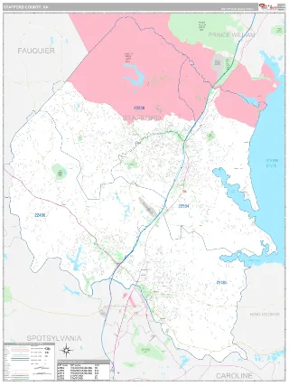 Stafford County, VA Classic style ZIP Code wall map