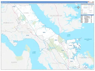 York County, VA Business Reference style ZIP Code wall map