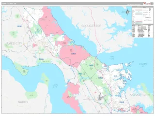 York County, VA Classic style ZIP Code wall map