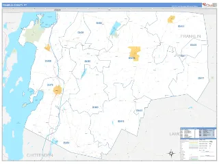 Franklin County, VT Business Reference style ZIP Code wall map