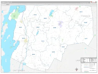 Franklin County, VT Classic style ZIP Code wall map