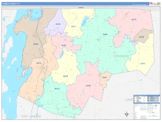 Franklin County, VT ColorCast style ZIP Code wall map