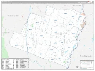 Orange County, VT Classic style ZIP Code wall map
