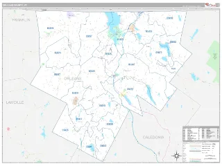 Orleans County, VT Classic style ZIP Code wall map