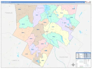 Orleans County, VT ColorCast style ZIP Code wall map