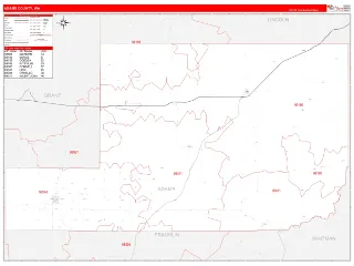 Adams County, WA RedLine style ZIP Code wall map