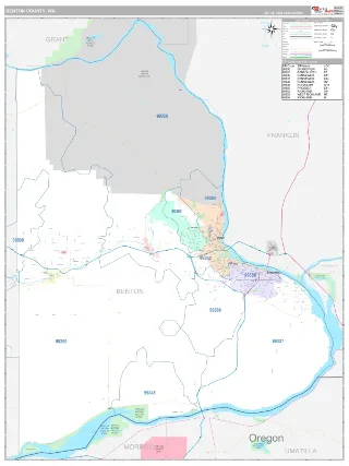 Benton County, WA Classic style ZIP Code wall map