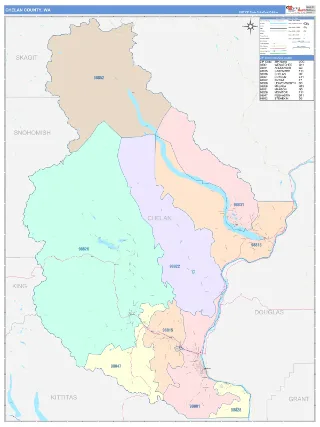 Chelan County, WA ColorCast style ZIP Code wall map