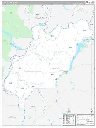 Douglas County, WA Classic style ZIP Code wall map