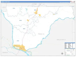 Franklin County, WA Business Reference style ZIP Code wall map