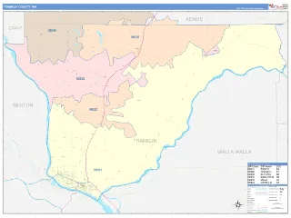 Franklin County, WA ColorCast style ZIP Code wall map