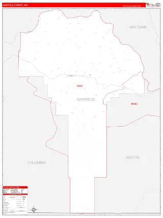 Garfield County, WA RedLine style ZIP Code wall map