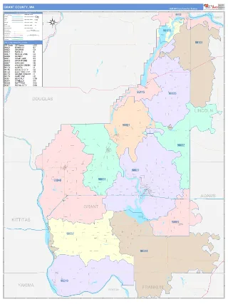 Grant County, WA ColorCast style ZIP Code wall map