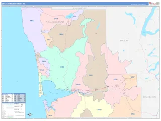 Grays Harbor County, WA ColorCast style ZIP Code wall map