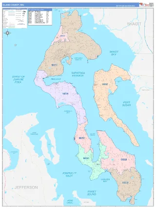 Island County, WA ColorCast style ZIP Code wall map