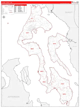 Island County, WA RedLine style ZIP Code wall map