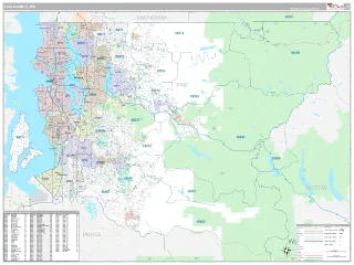 King County, WA Classic style ZIP Code wall map