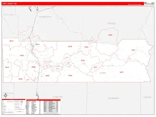 Lewis County, WA RedLine style ZIP Code wall map