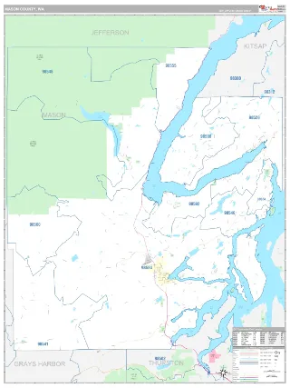 Mason County, WA Classic style ZIP Code wall map