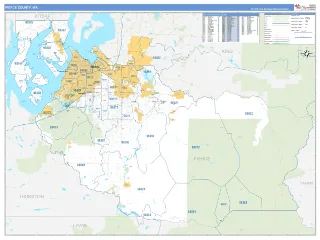 Pierce County, WA Business Reference style ZIP Code wall map