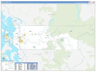 Skagit County, WA Business Reference style ZIP Code wall map