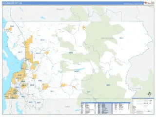 Snohomish County, WA Business Reference style ZIP Code wall map