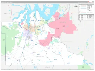 Thurston County, WA Classic style ZIP Code wall map