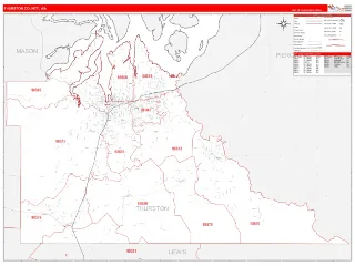Thurston County, WA RedLine style ZIP Code wall map