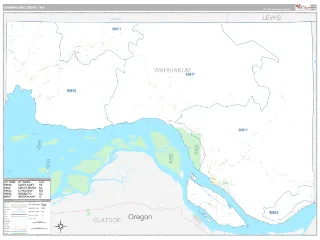 Wahkiakum County, WA Classic style ZIP Code wall map