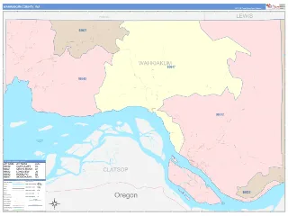 Wahkiakum County, WA ColorCast style ZIP Code wall map
