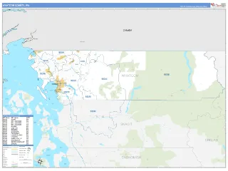Whatcom County, WA Business Reference style ZIP Code wall map