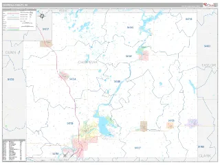 Chippewa County, WI Classic style ZIP Code wall map