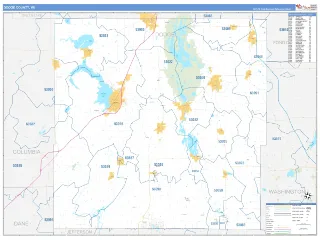 Dodge County, WI Business Reference style ZIP Code wall map