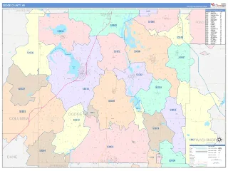 Dodge County, WI ColorCast style ZIP Code wall map