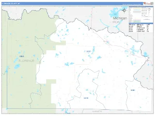 Florence County, WI Business Reference style ZIP Code wall map