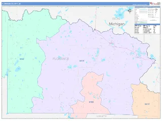 Florence County, WI ColorCast style ZIP Code wall map