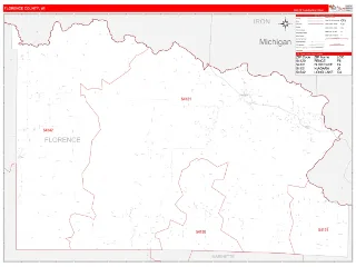 Florence County, WI RedLine style ZIP Code wall map