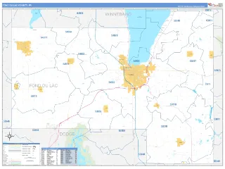 Fond du Lac County, WI Business Reference style ZIP Code wall map