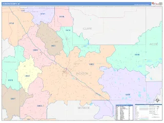Jackson County, WI ColorCast style ZIP Code wall map